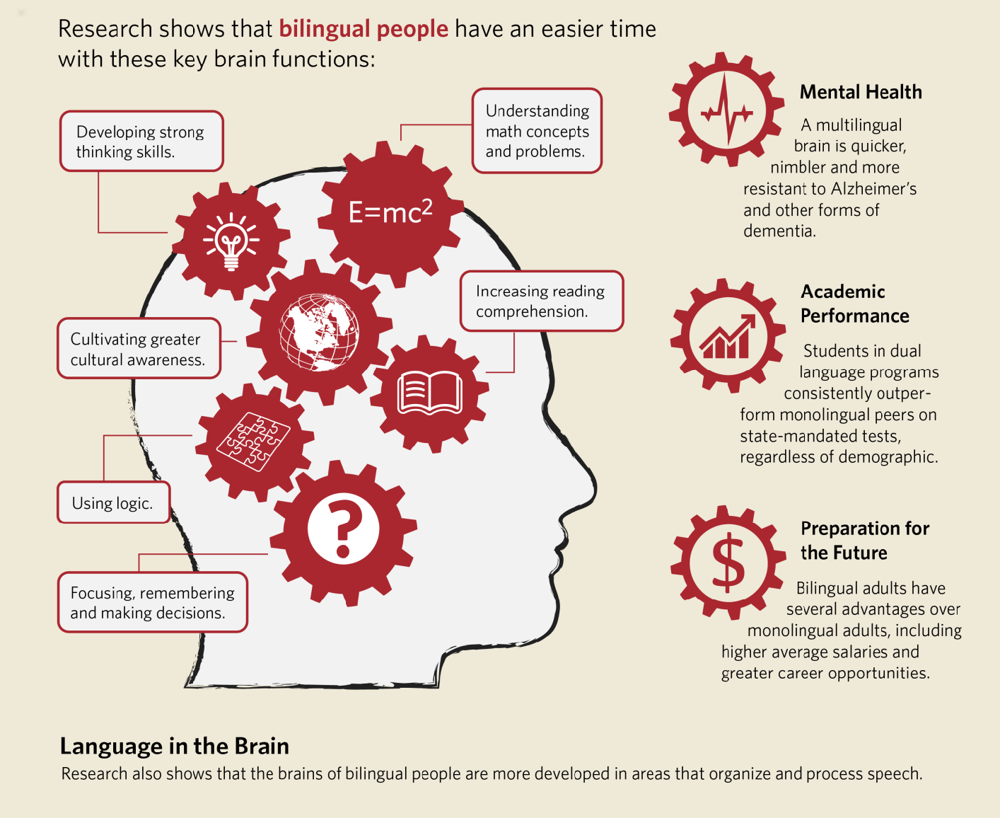 Bilingual language. Bilingualism infographics.