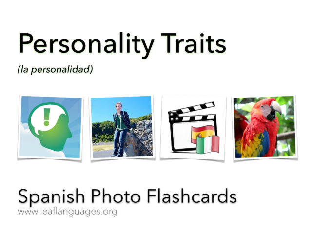 LEAF Spanish Photo Flashcards - Personality Traits / La Personalidad